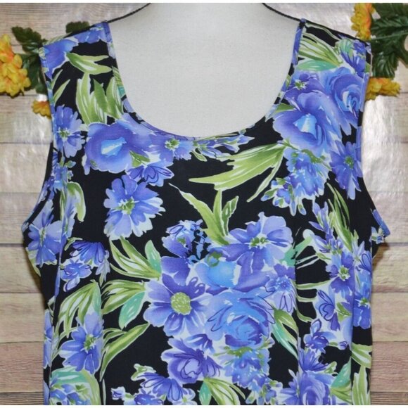 Vintage Joanna Purple Floral Sleeveless Tank Top Blouse Plus Size 18W Summer - Picture 2 of 8